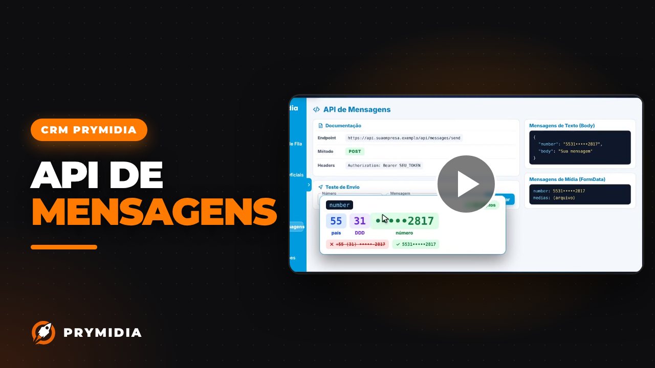 Vídeo: API de Mensagens no CRM Prymidia