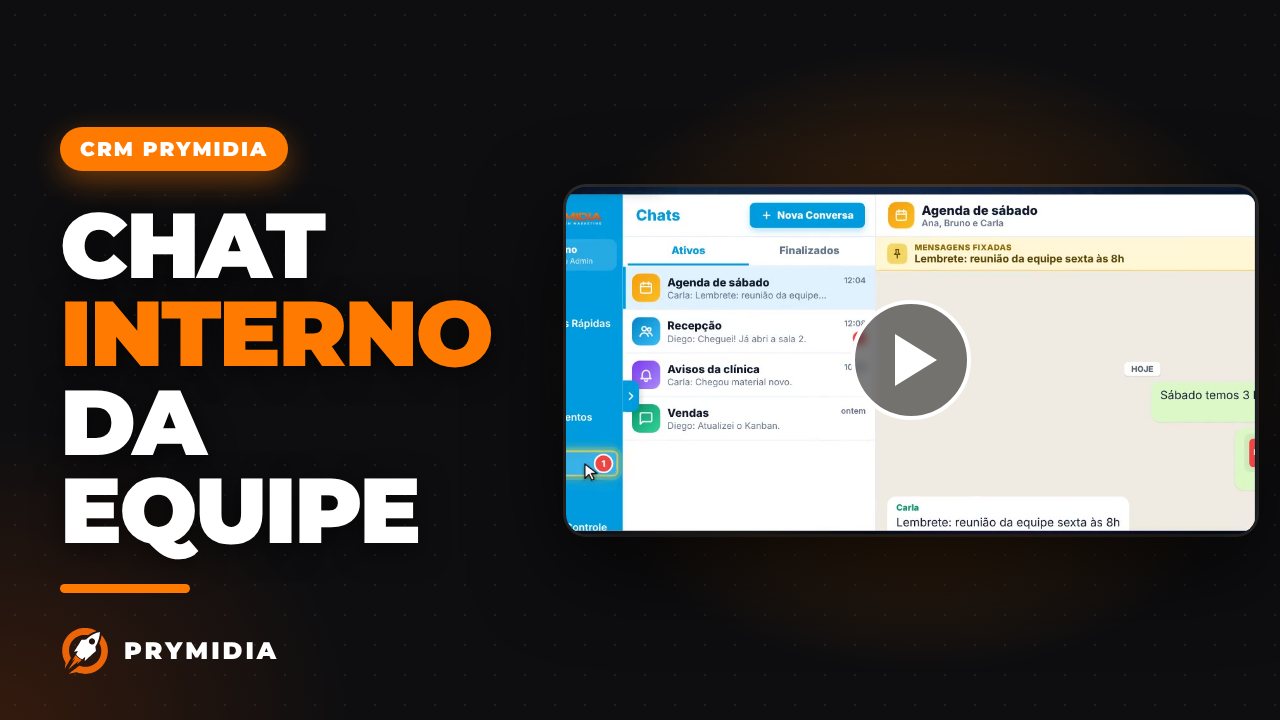Vídeo: Chat interno da equipe no CRM Prymidia