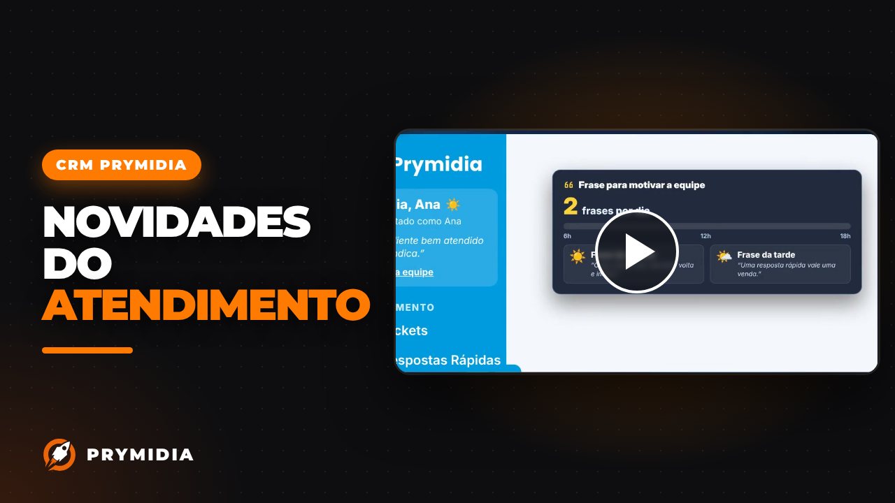 Vídeo: Saudação e frases da equipe no CRM Prymidia