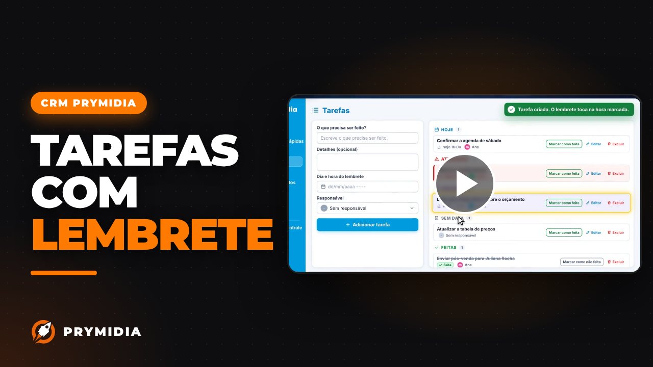 Vídeo: Tarefas da equipe no CRM Prymidia