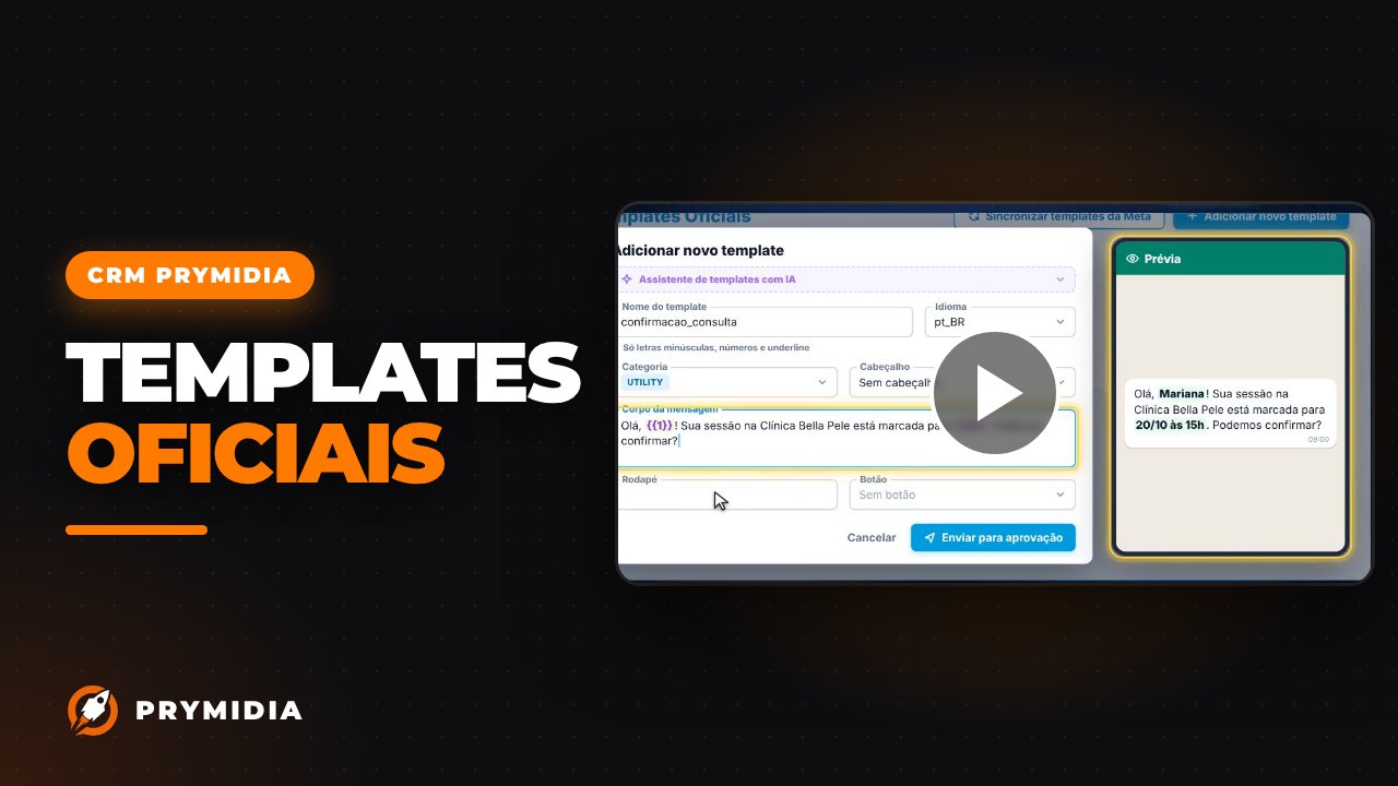 Vídeo: Templates oficiais no CRM Prymidia