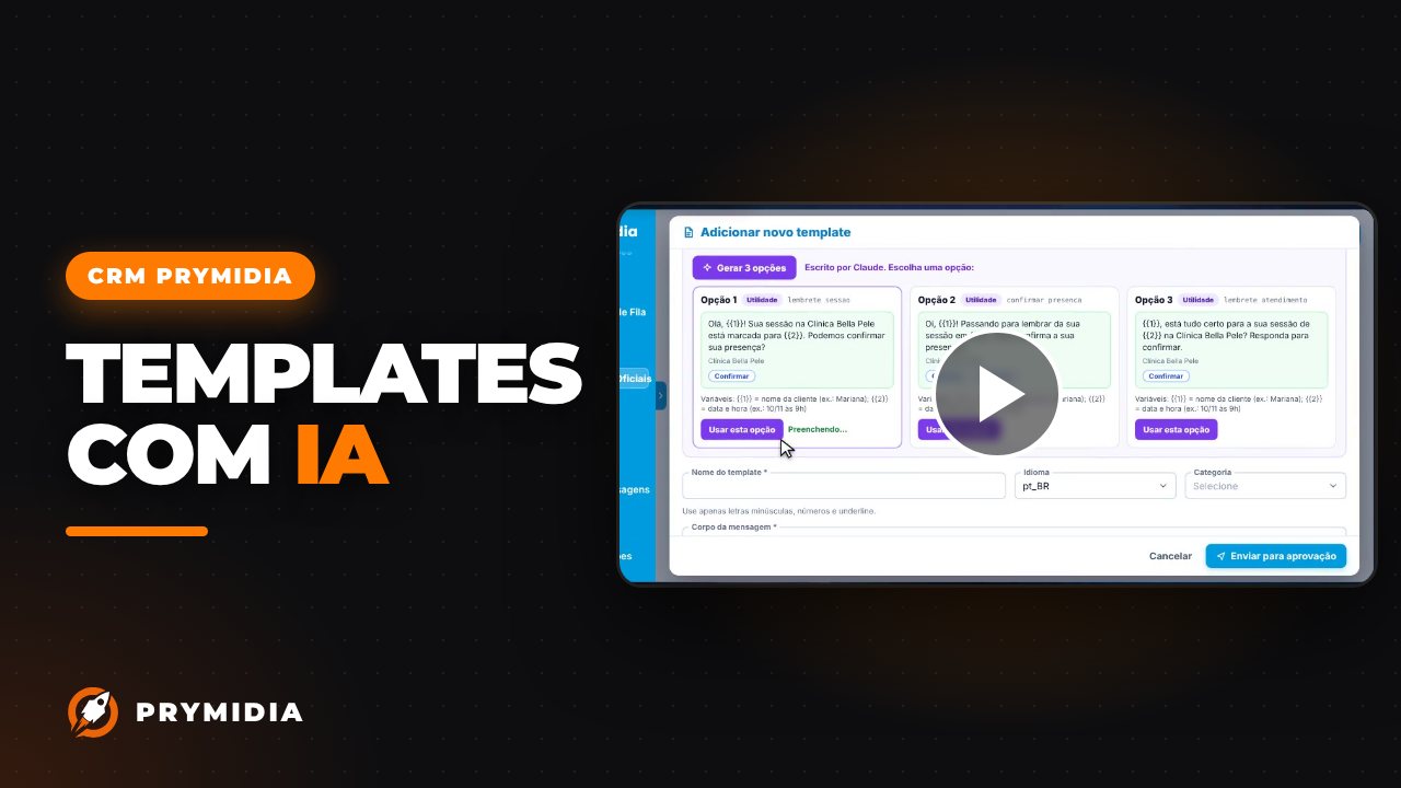 Vídeo: Templates com IA no CRM Prymidia